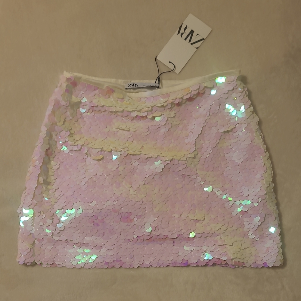 Zara Pastel Sequin Mini Skirt
